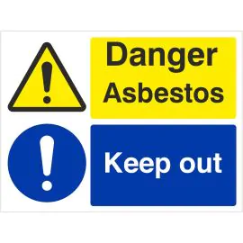 Danger Asbestos Keep Out Sign - Landscape Messages
