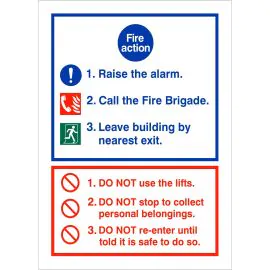 3 Point Fire Action Notice Sign - Raise The Alarm