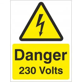 Danger 230 Volts Safety Sign