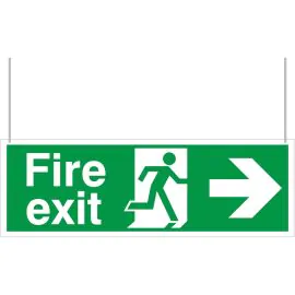 Fire Exit Left/Right Arrows Double Sided Hanging Sign