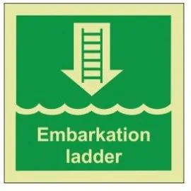 Embarkation ladder photoluminescent 100W  x  110H   sign rigid plastic