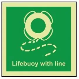 Lifebuoy with line photoluminescent 100W  x  110H  sign self adhesive